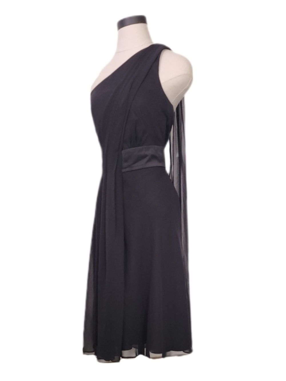 White House Black Market Dress Sleeveless One-Shoulder Black Plus Size 14